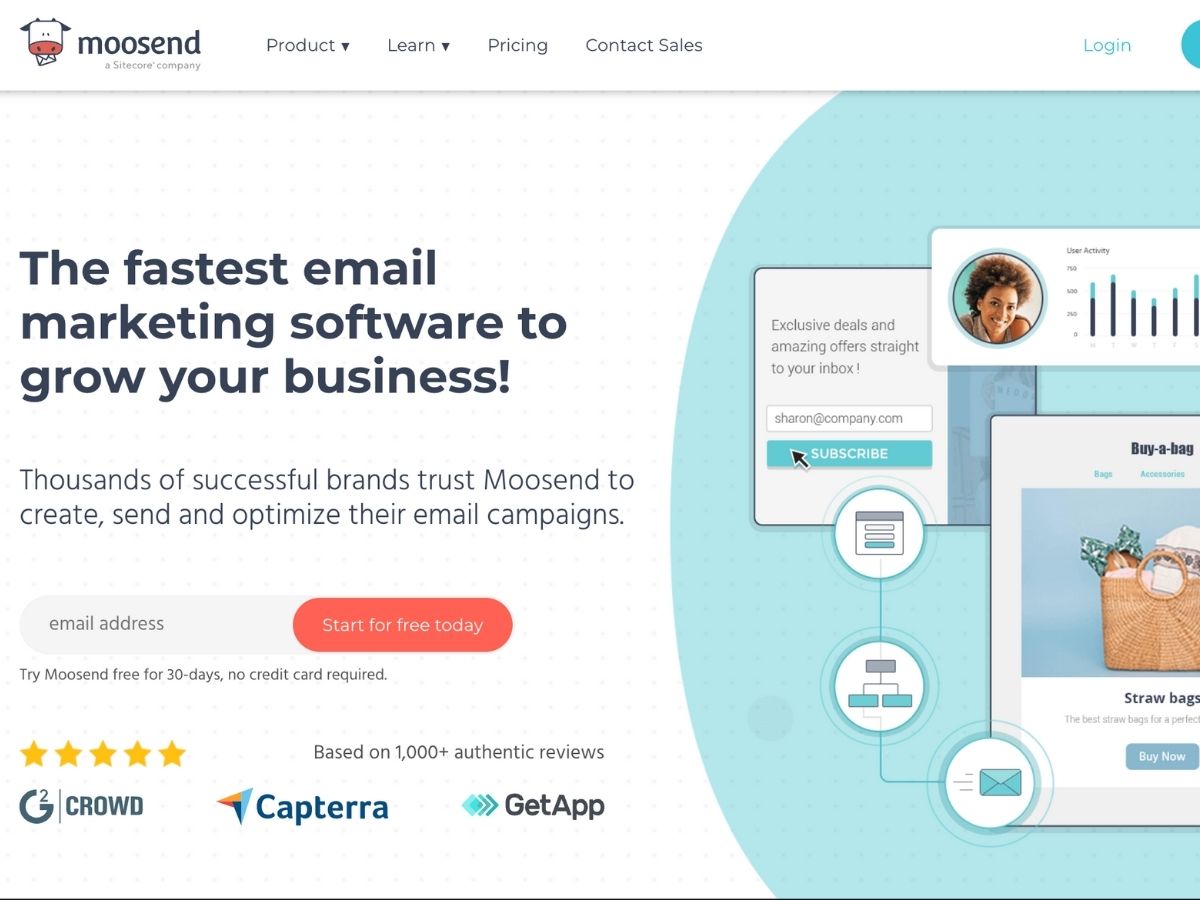 Email marketing software for startups: Moonsend