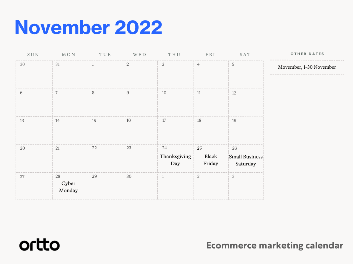ecommerce marketing calendar november