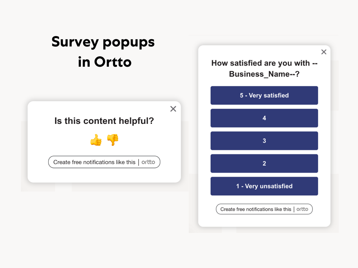 Ortto survey popup template