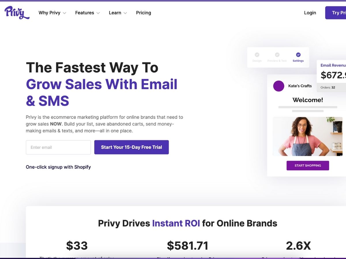 Email marketing software for startups: Privy