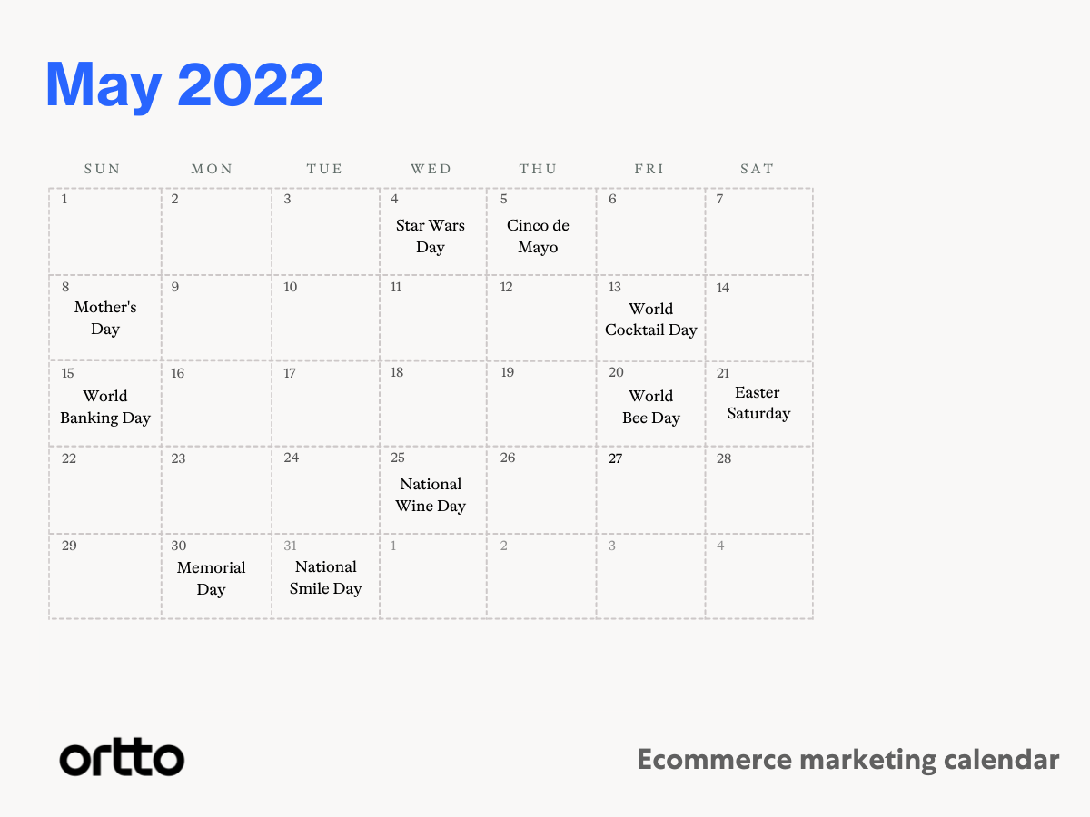 ecommerce marketing calendar
