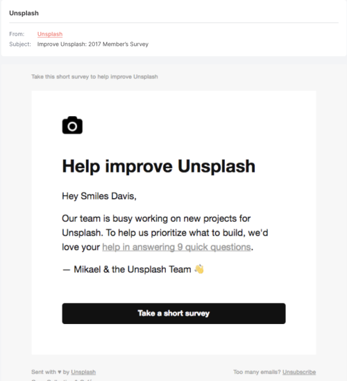 Help us improve email example