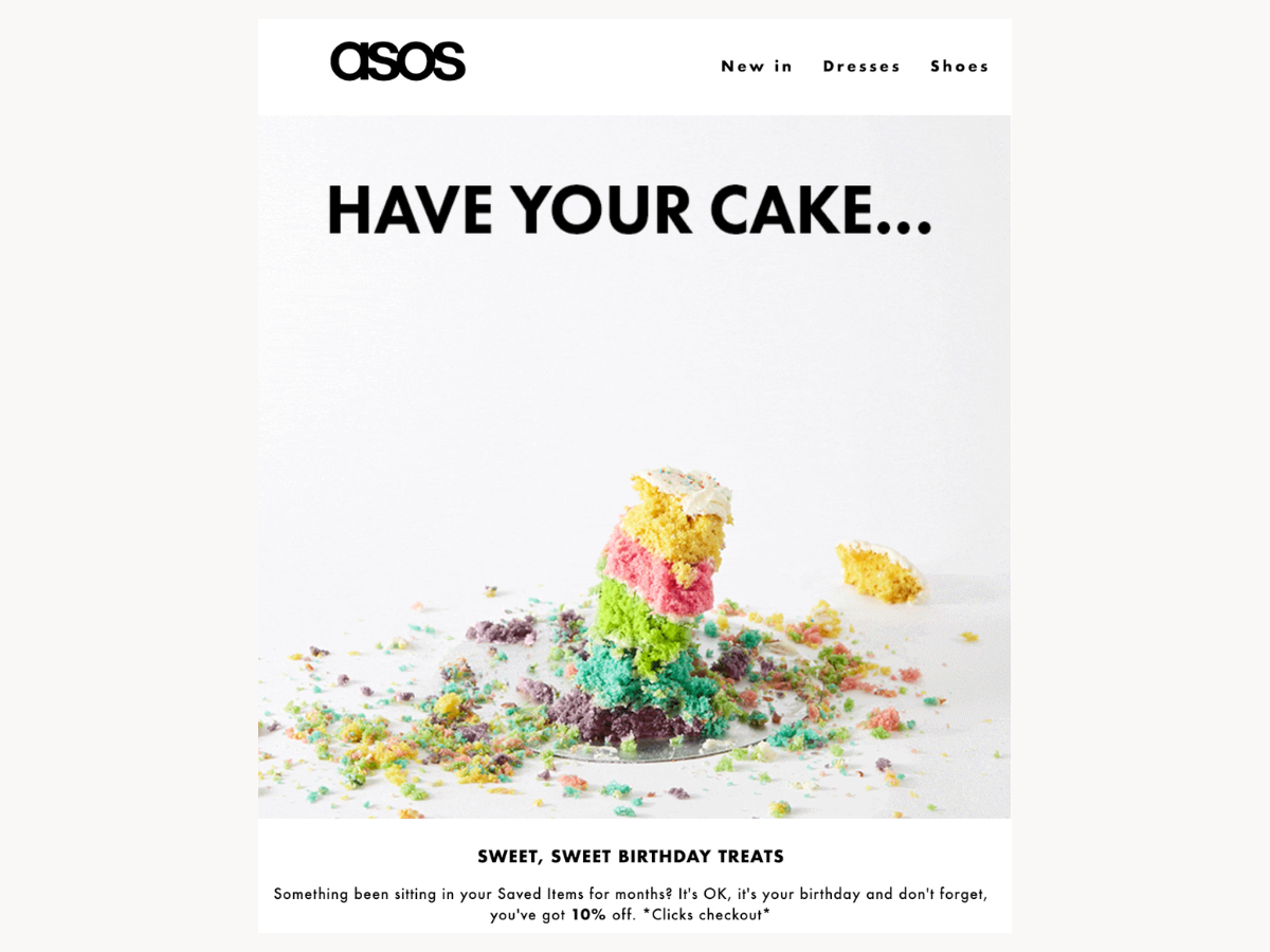 Birthday email marketing example