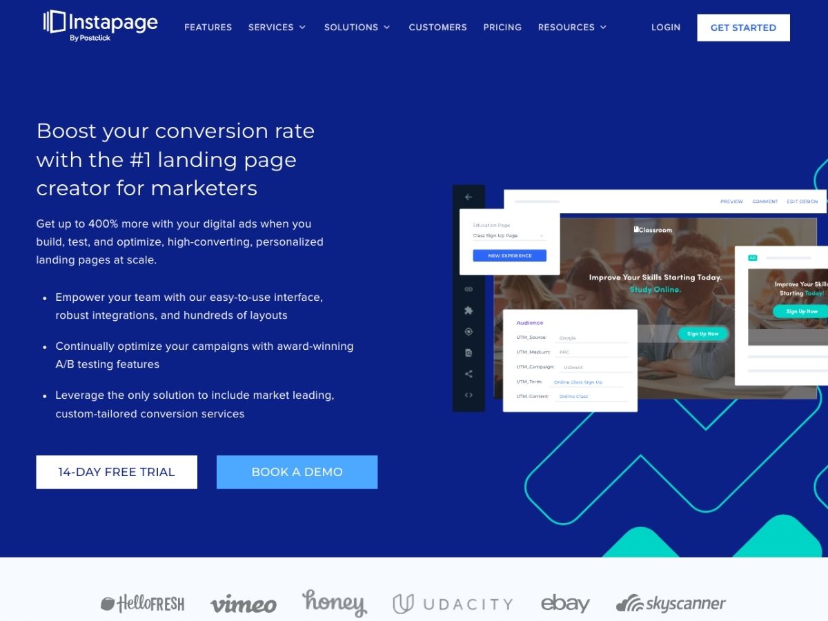 Instapage landing page builder