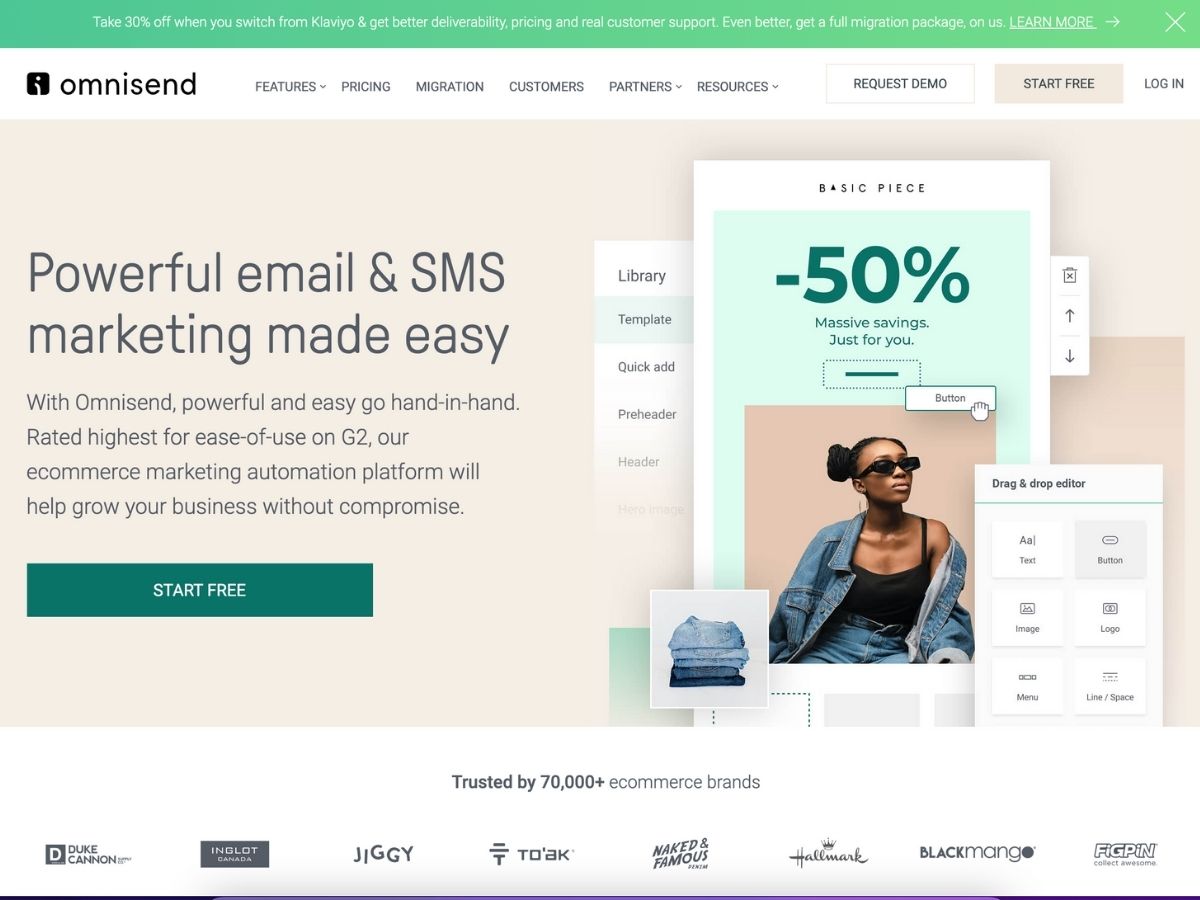 Email marketing software for startups: Omnisend
