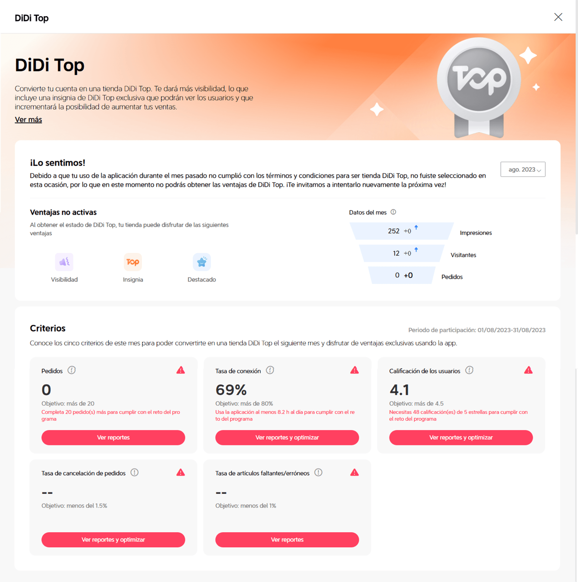 DiDi Top menú