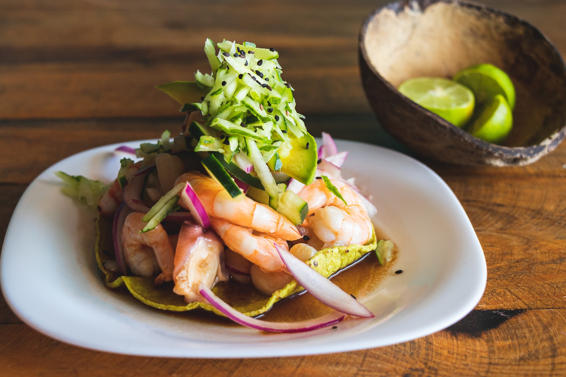 Tostadas de camarón 
