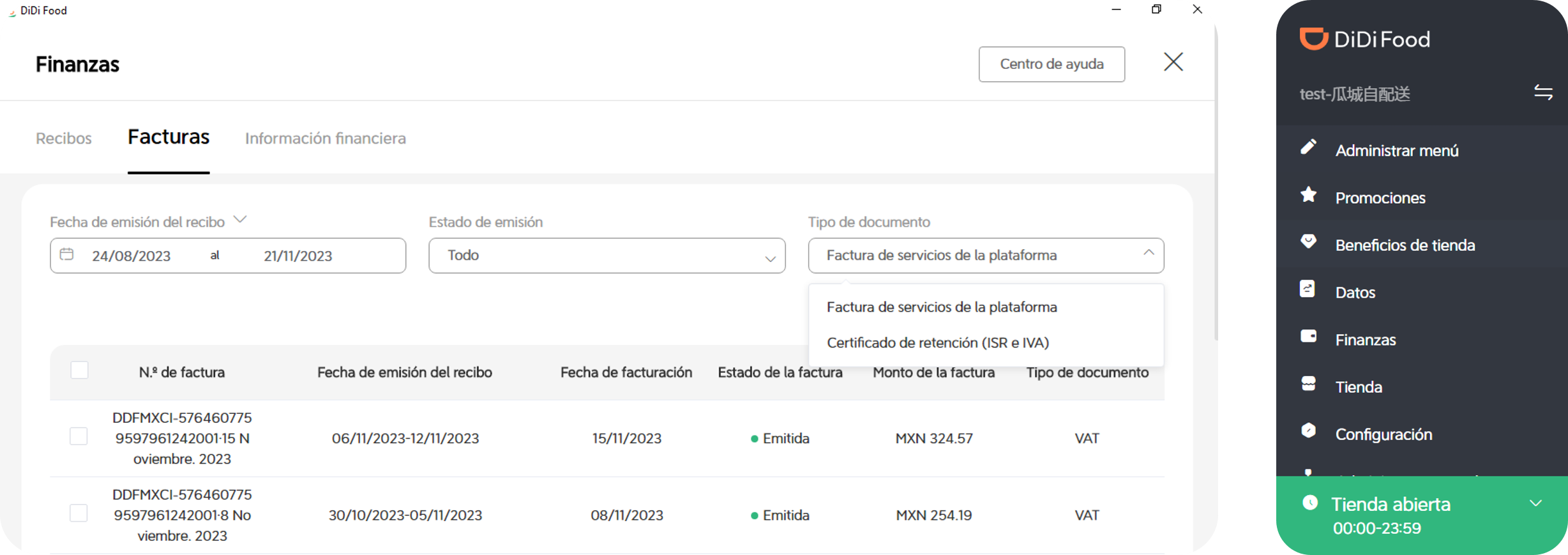Consulta facturas en la app