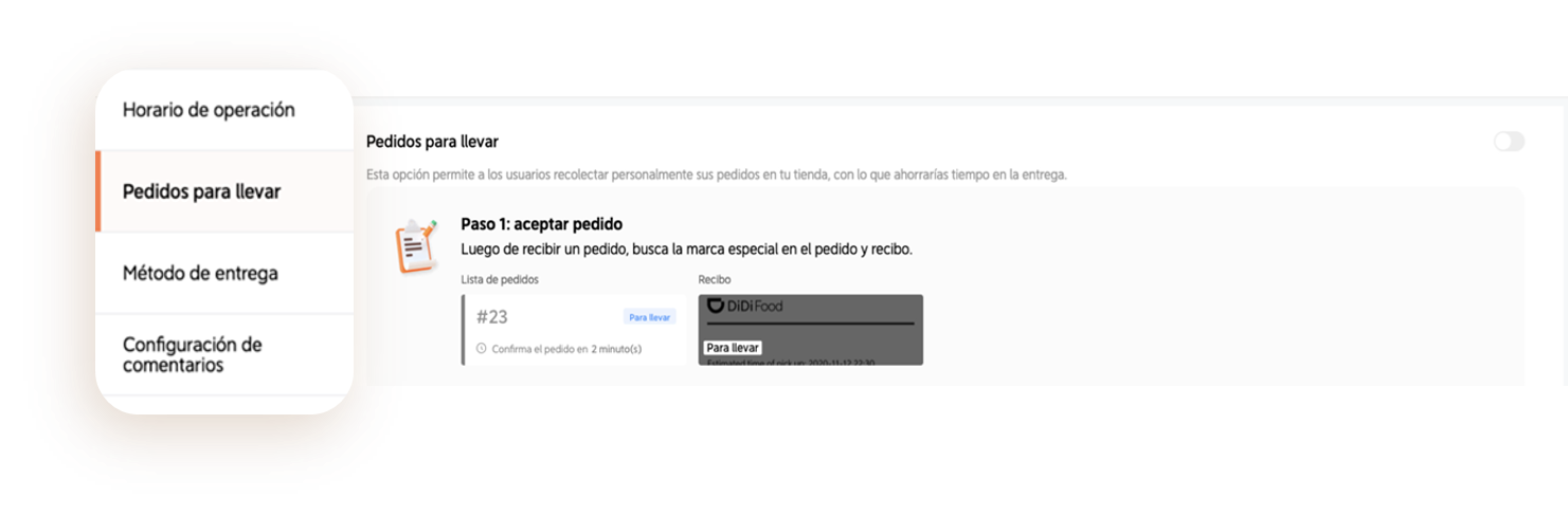 Pedidos para llevar paso 2