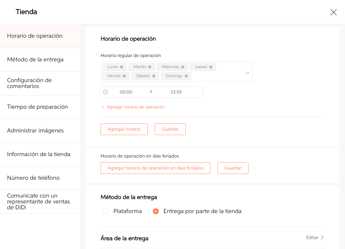 DiDi Tienda menú de atención al cliente