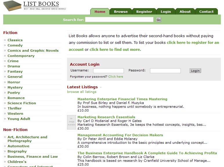 Screenshot of List Books