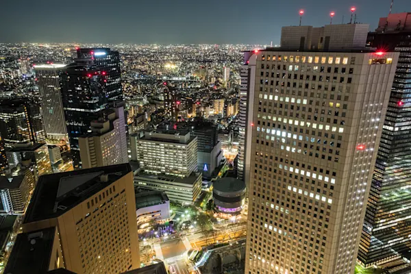 Shinjuku Skyscrapers at Night, Tokyo