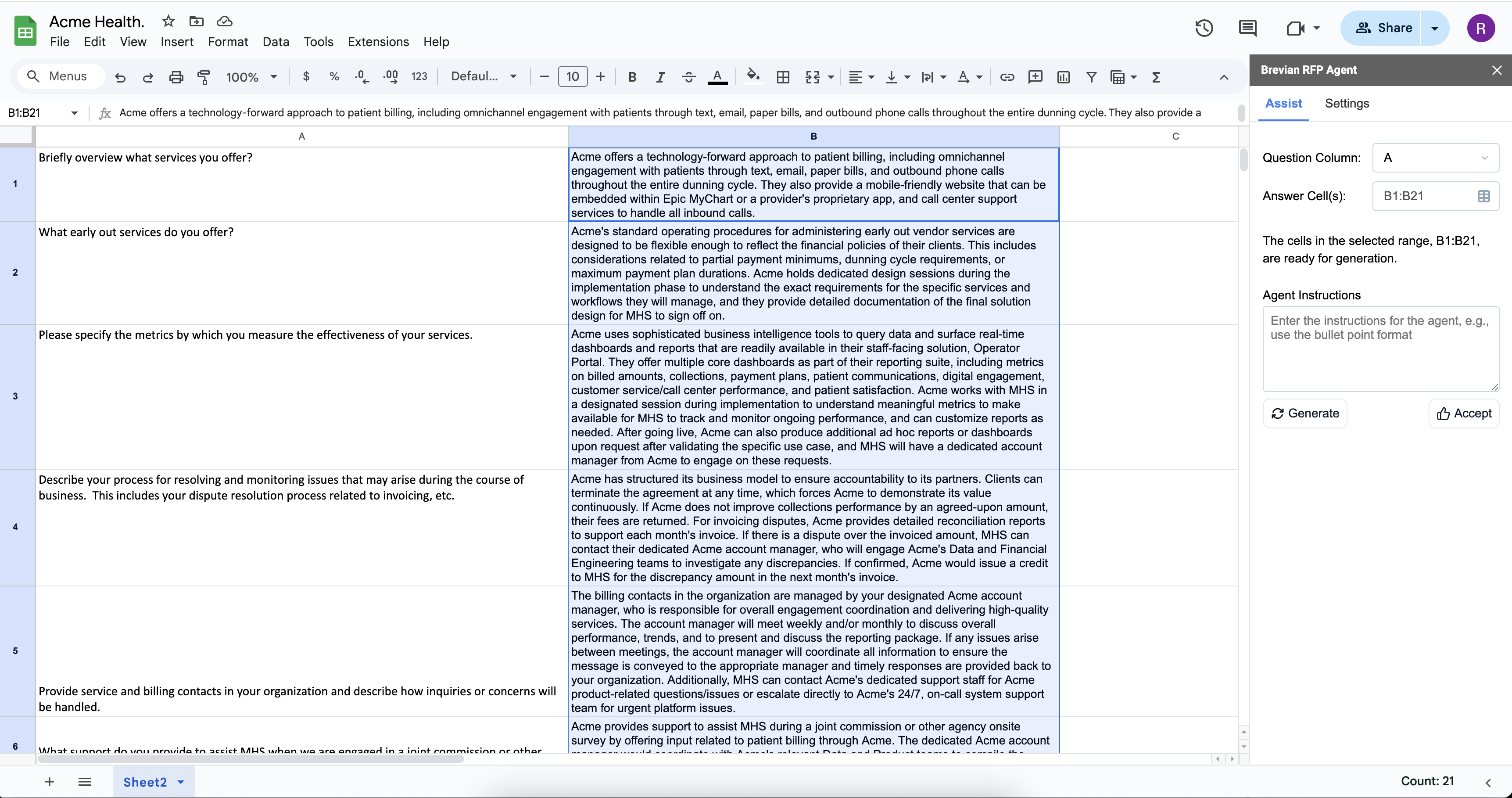 RFP Spreadsheet