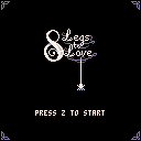 The title screen of 8 Legs to Love, written in cursive font with a pixelated spider dangling underneath.