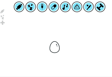 A black blob hatches from an egg.