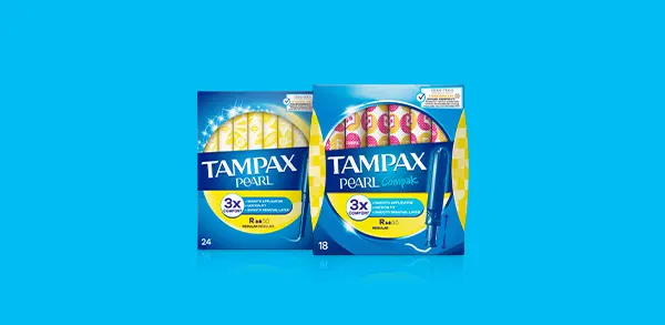 Tampax Pearl and Tampax Pearl Compak tampons with applicator