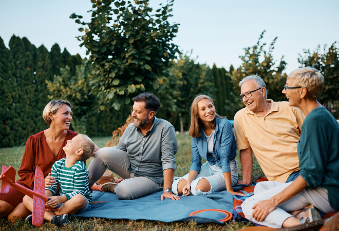 happy family at picnic