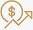 Icon of a dollar sign and an upwards arrow