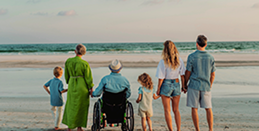 multigenerational family by the ocean