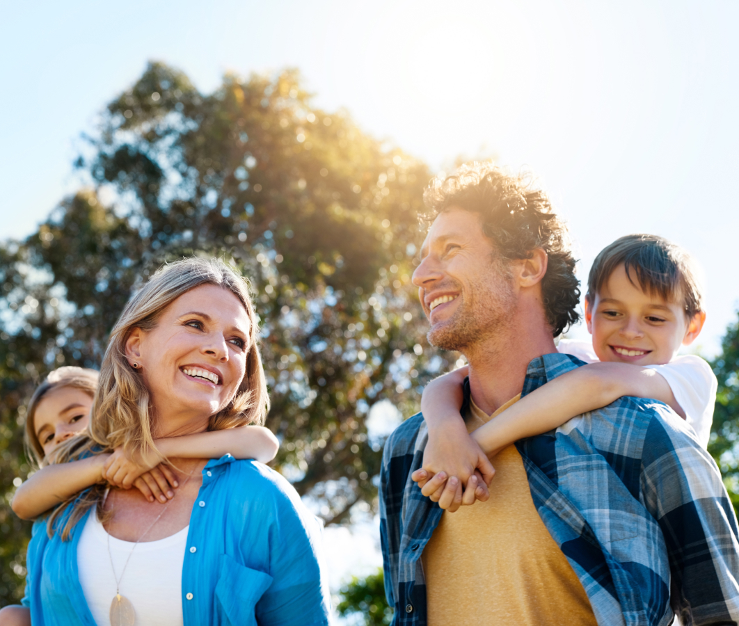 happy family embracing