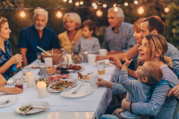 Smith Anglin Family at Table Eating Dinner