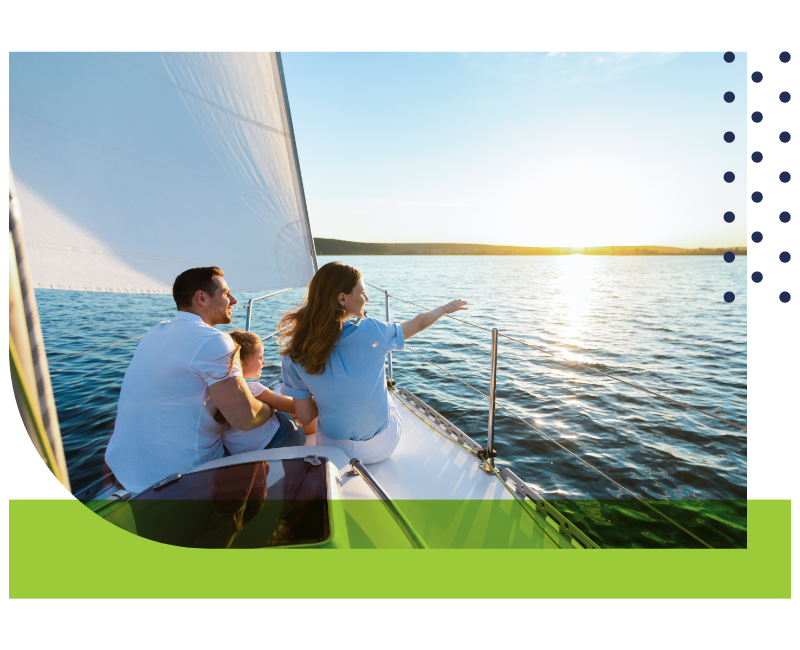 Couple relaxing on sailboat