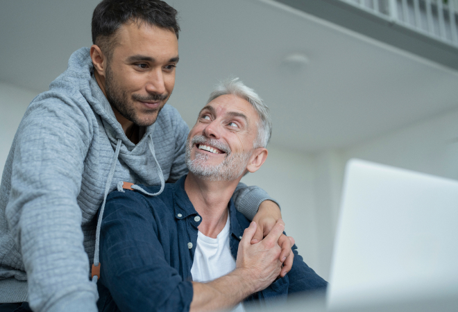 gay couple embracing