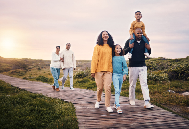 big family going on a walk