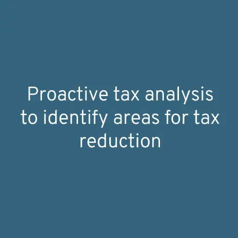 Proactive tax analysis to identify areas for tax reduction
