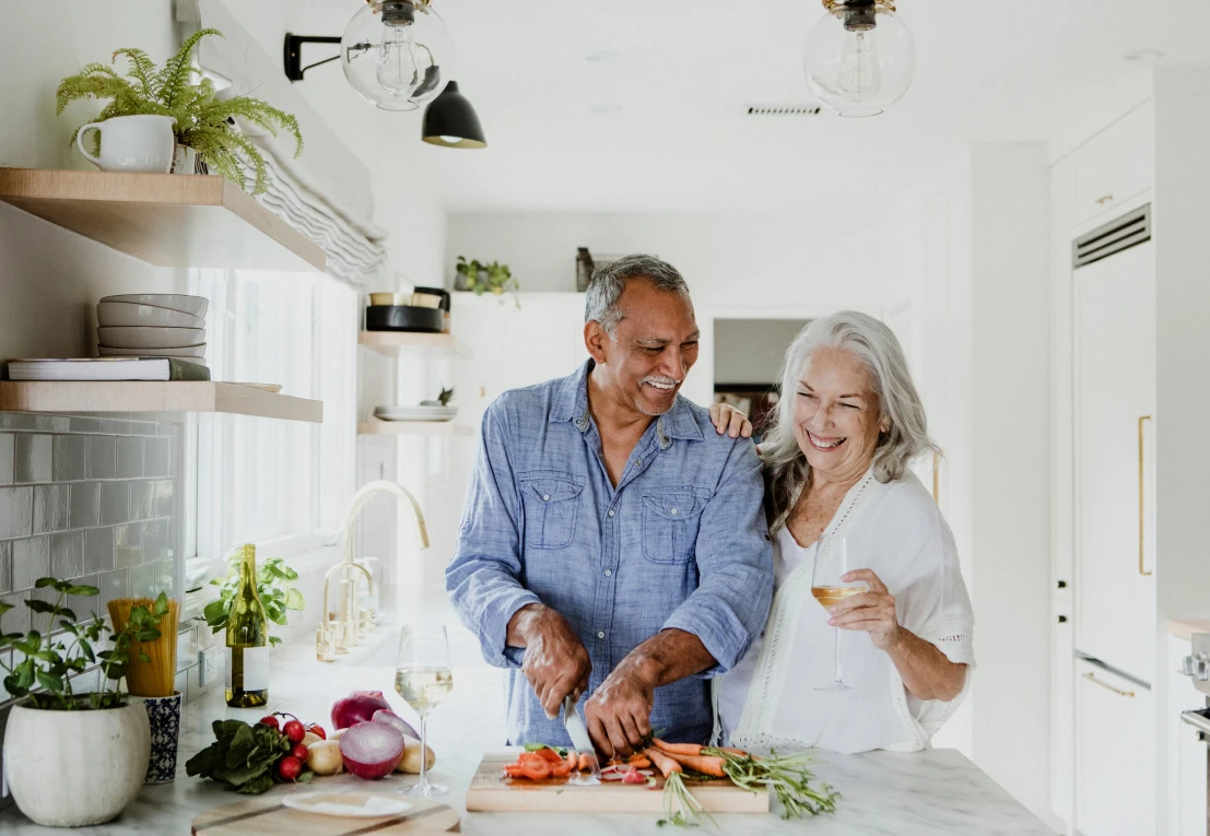 httc retired couple in their kitchen preparing food