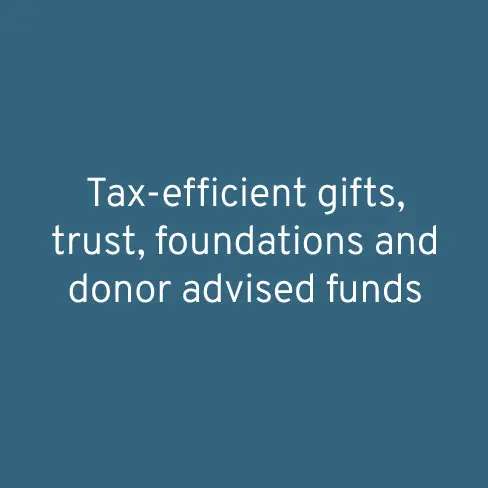 Tax-efficient gifts, trusts, foundations and donor advised funds