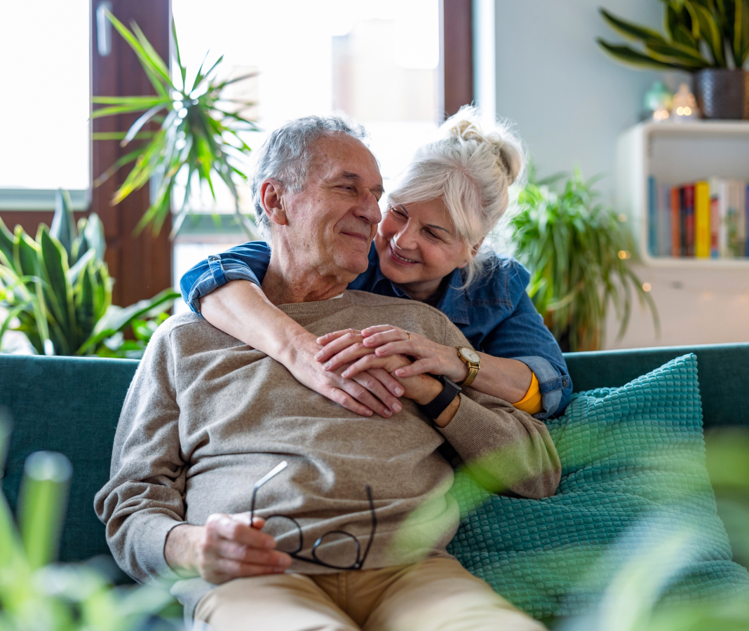 older couple embracing