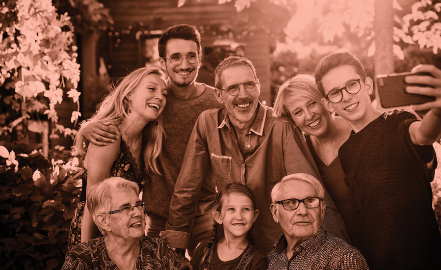 A family taking a selfie