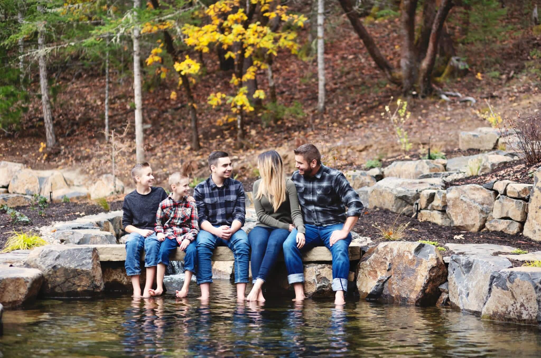 Family at Pond Andreatta Waterscapes Grants Pass Oregon