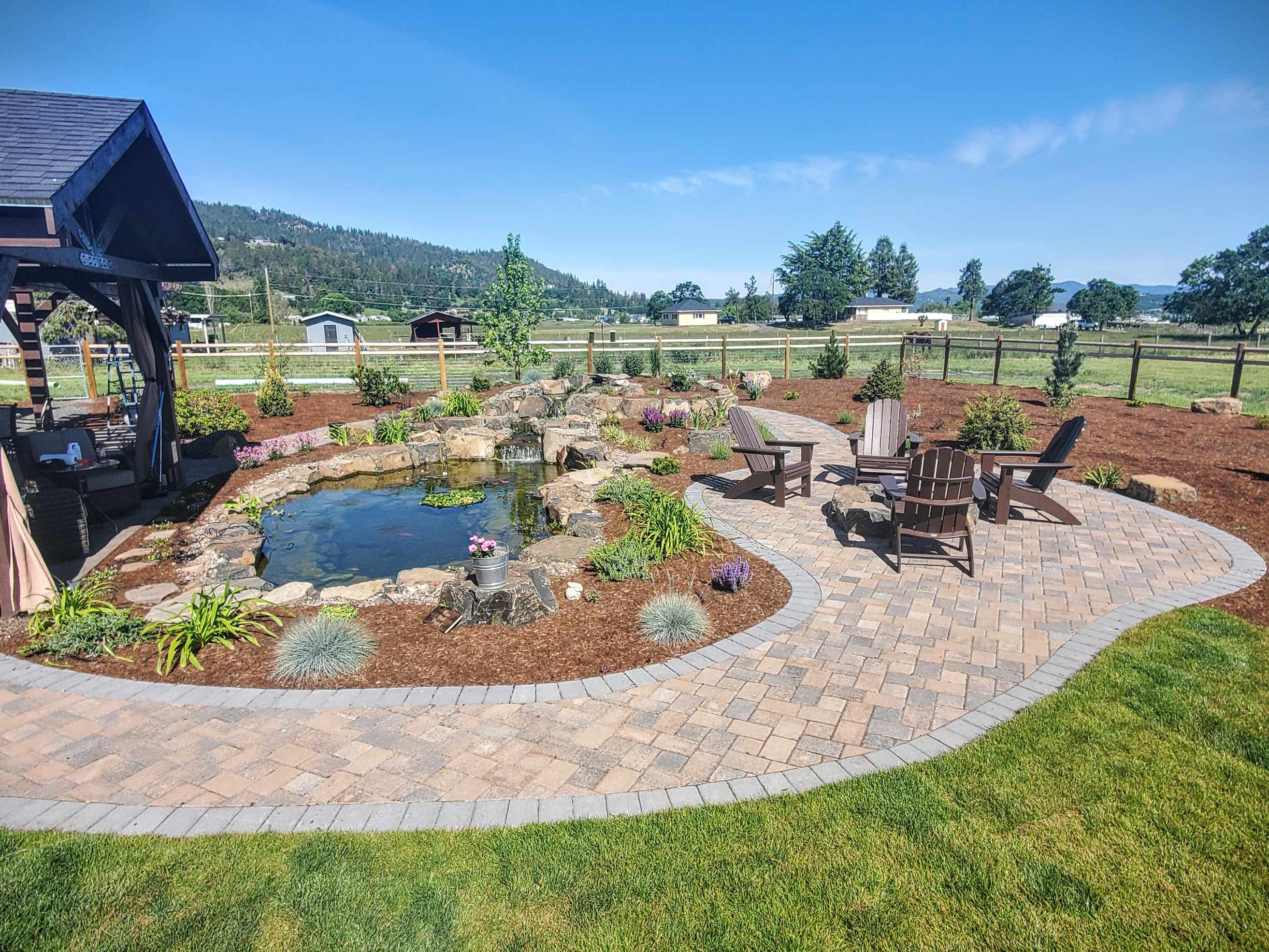 Paver-Patio-by-Pond Andreatta-Waterscapes Central-Point-Oregon