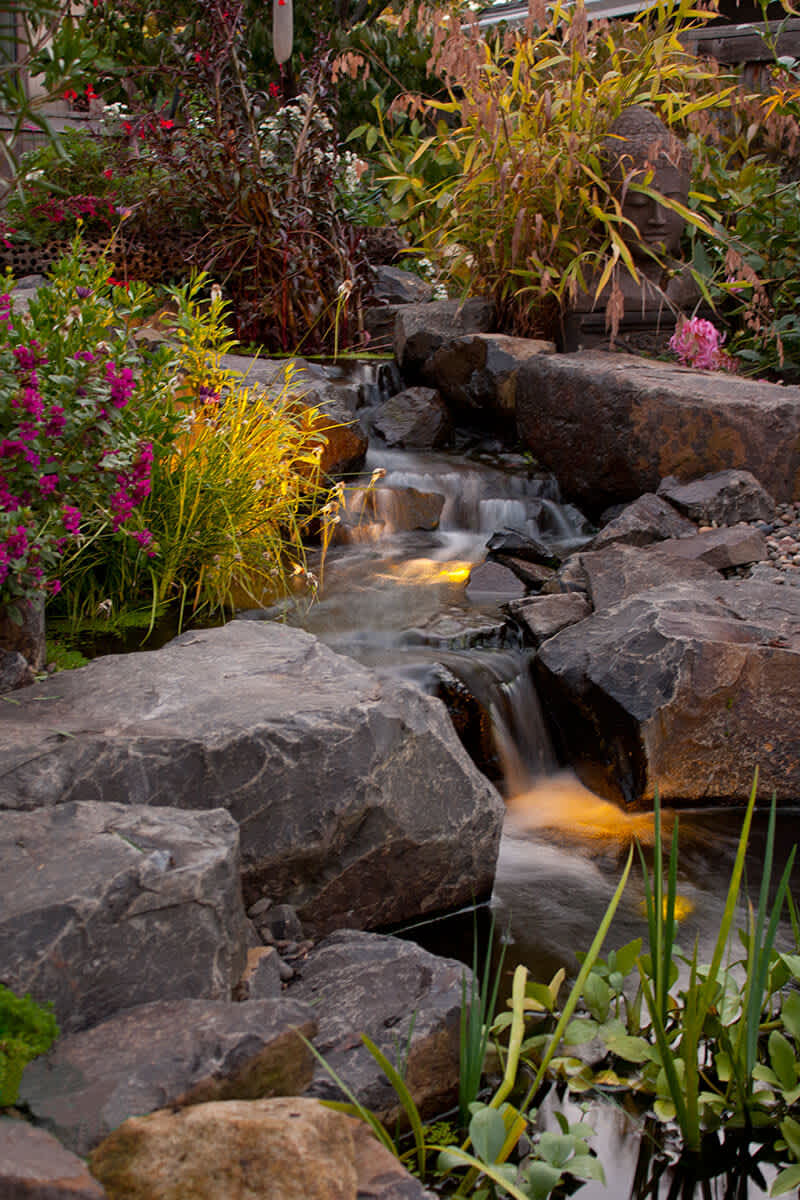 Lighted Waterfall Andreatta Waterscapes Medford Oregon