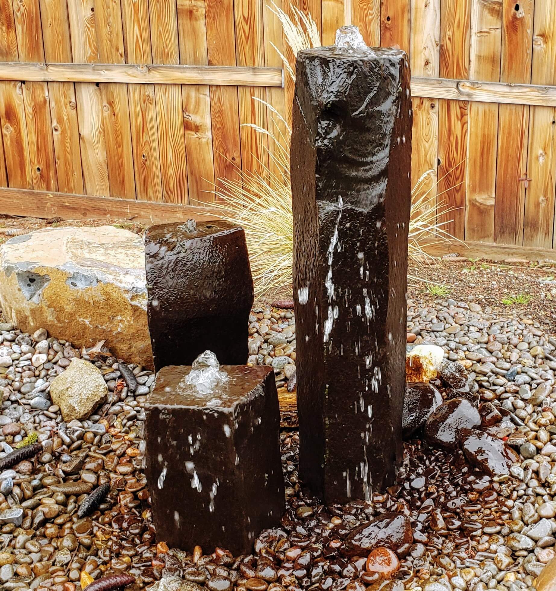 Water Feature Basalt Columns Andreatta Waterscapes Medford Oregon