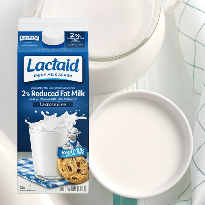 Lactaid milk carton with bowl of Lactaid milk