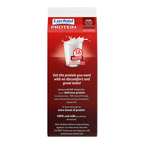 Lactaid Lactose-Free Protein Whole Milk back of package