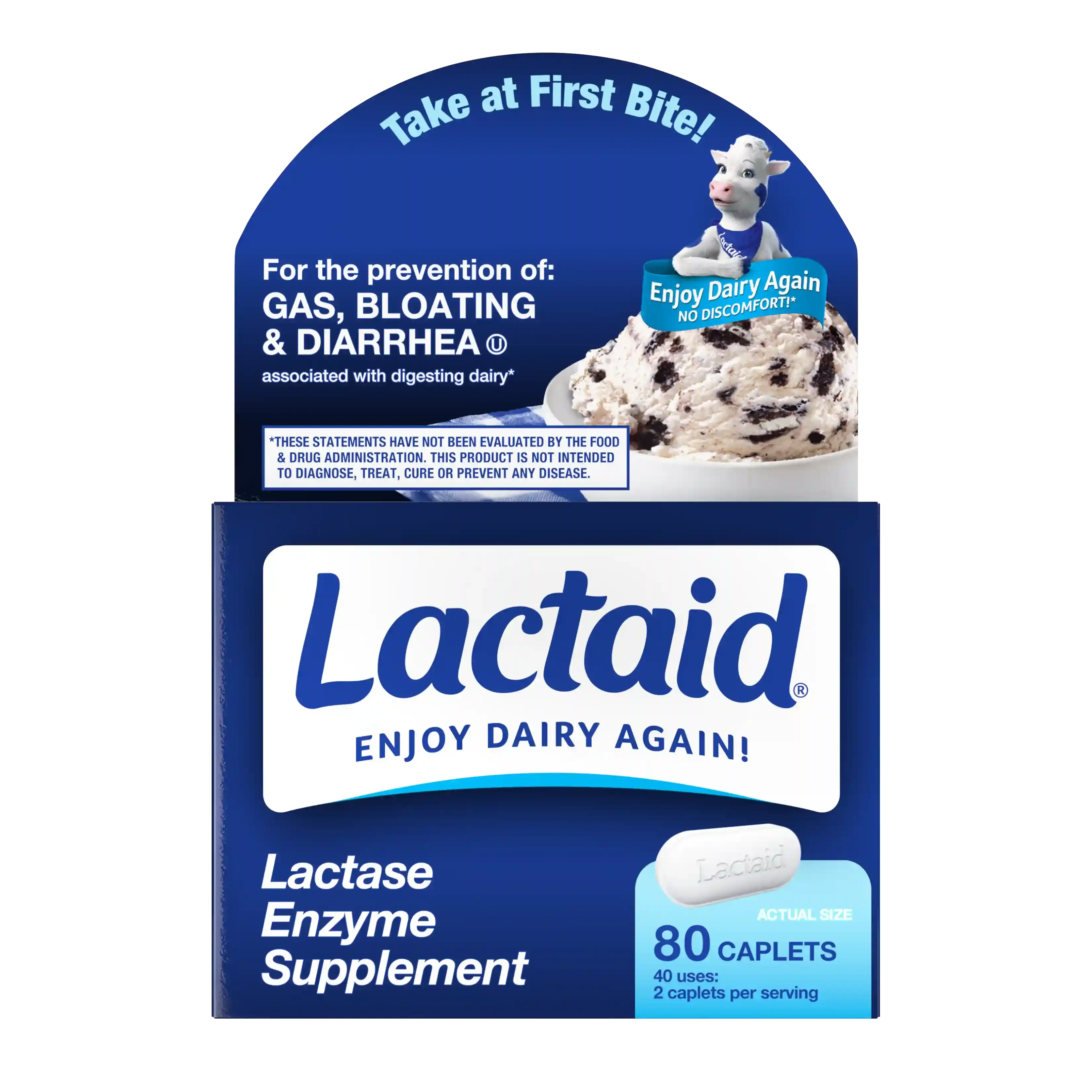 LACTAID® Lactase Enzyme Supplement Caplets 80ct Front pack