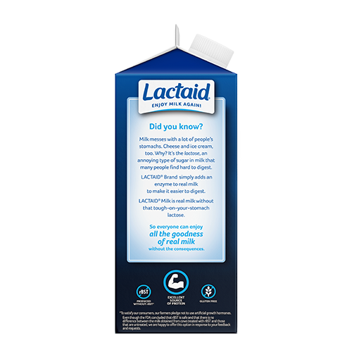 Lactaid Lactose-Free 2% Reduced Fat Protein Milk left side of package