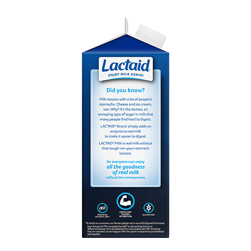 Lactaid Lactose-Free 2% Reduced Fat Protein Milk left side of package