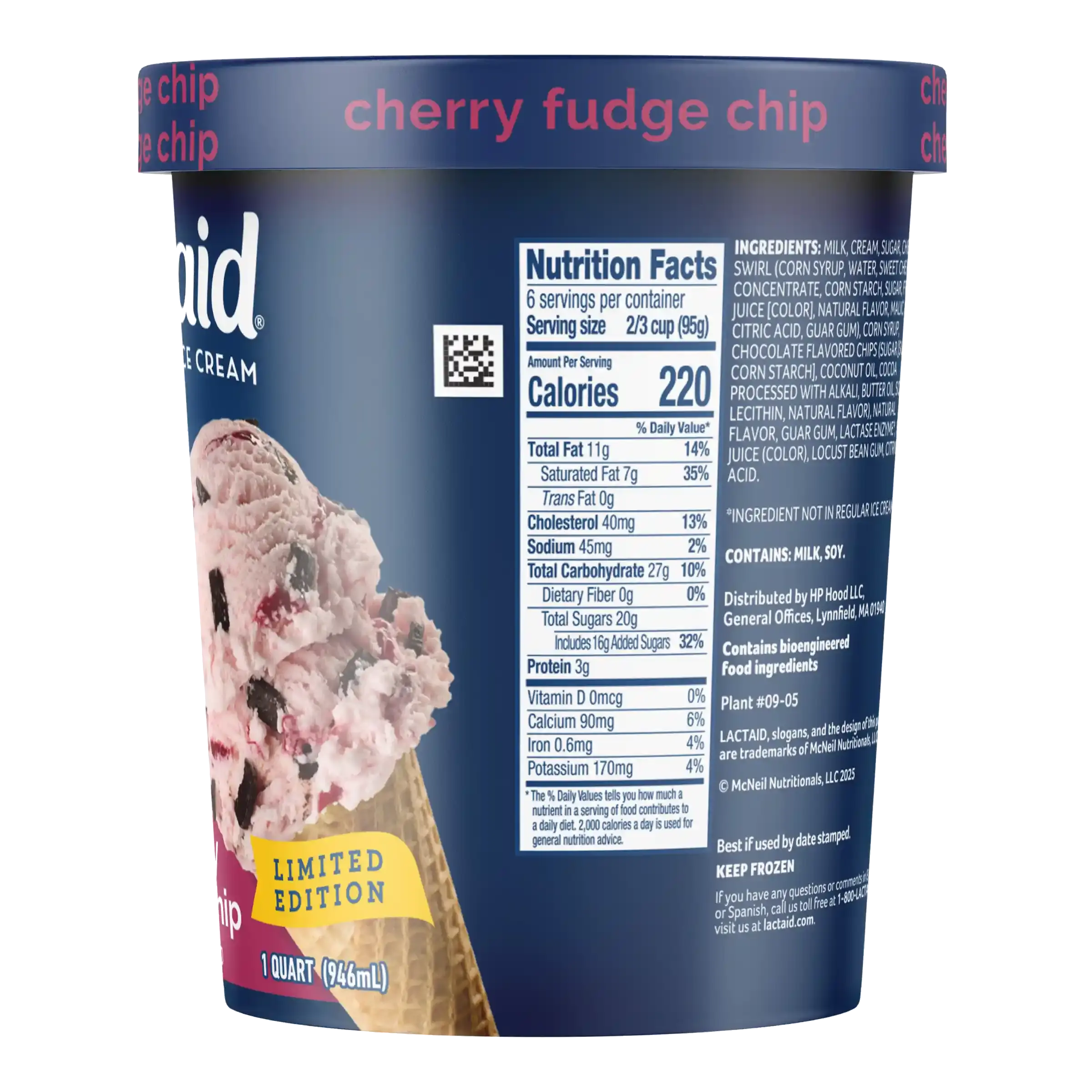 LACTAID® Lactose-Free Cherry Fudge Chip Ice Cream Nutrition Facts