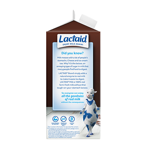 Lactaid Chocolate Milk Left of Packaging