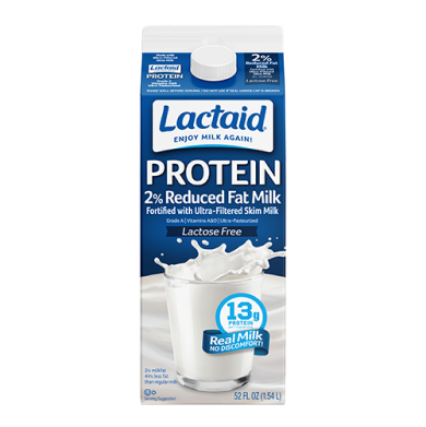 Comparison chart of Lactaid whole milk highlighting its protein content versus regular milk, showcasing nutritional benefits for lactose-intolerant individuals.