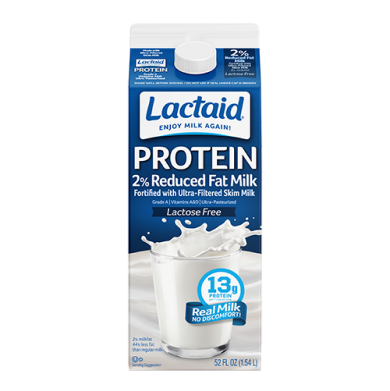 Comparison chart of Lactaid whole milk highlighting its protein content versus regular milk, showcasing nutritional benefits for lactose-intolerant individuals.