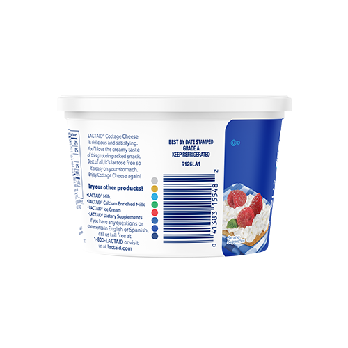 Lactaid Cottage Cheese Side of Packaging