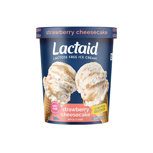 LACTAID® Strawberry Cheesecake Ice Cream front of package