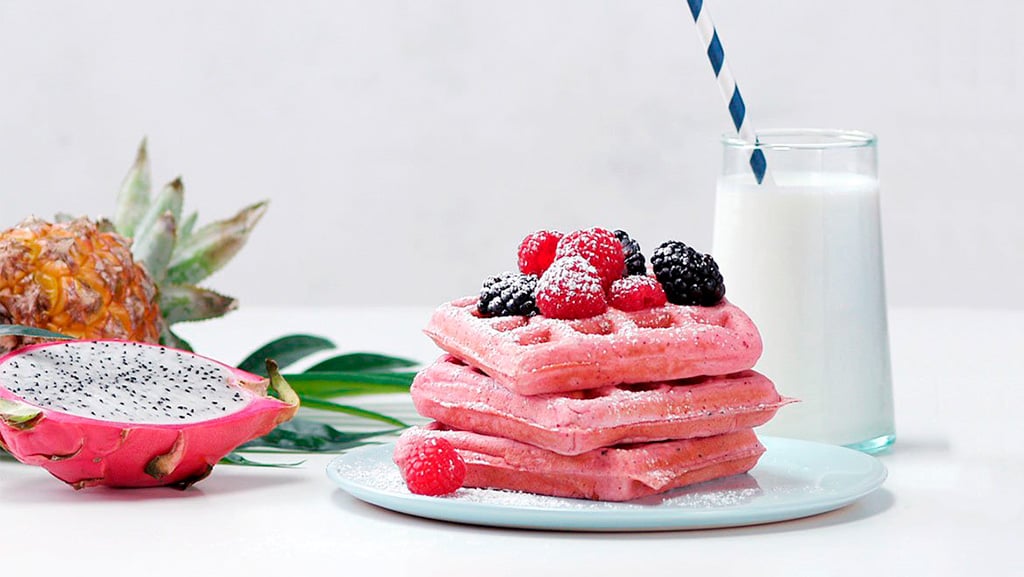 Lactose Free Waffles with Pitaya Fruit