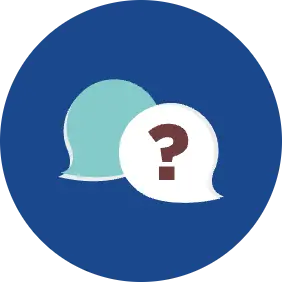 Illustration of speech bubbles with a question mark.